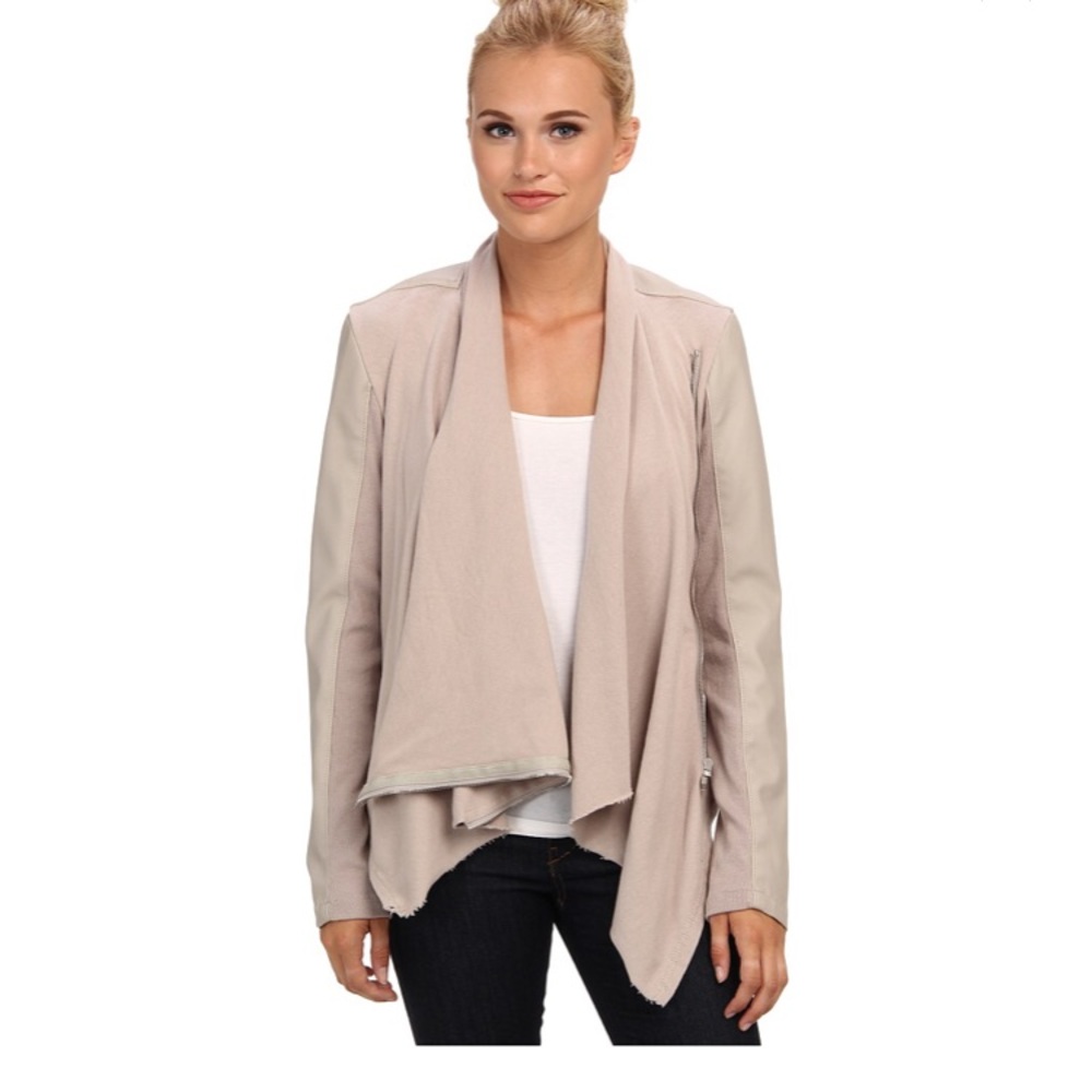 Blank NYC drape front leather jacket